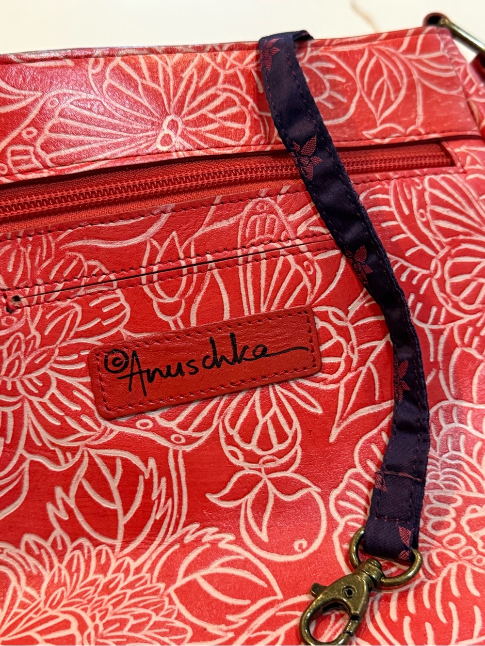 ANUSCHKA Coral red Floral Crossbody bag - Picture 9 of 11
